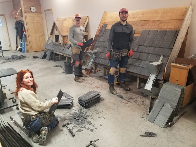 Slate Roof Installation class of February 10, 2026 - Taught by Joe Jenkins in Grove City, PA. Present are Alejandro Salto, Christy Wilkinson, and Nate Arni.