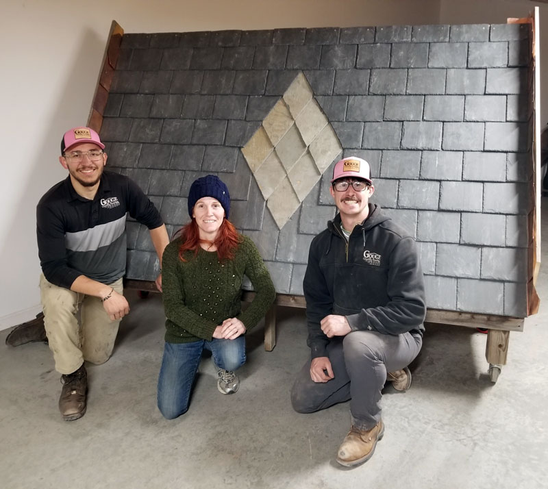 Slate Roof Repair class of February 11, 2026 - Taught by Joe Jenkins in Grove City, PA. Present are Alejandro Salto, Christy Wilkinson, and Nate Arni.