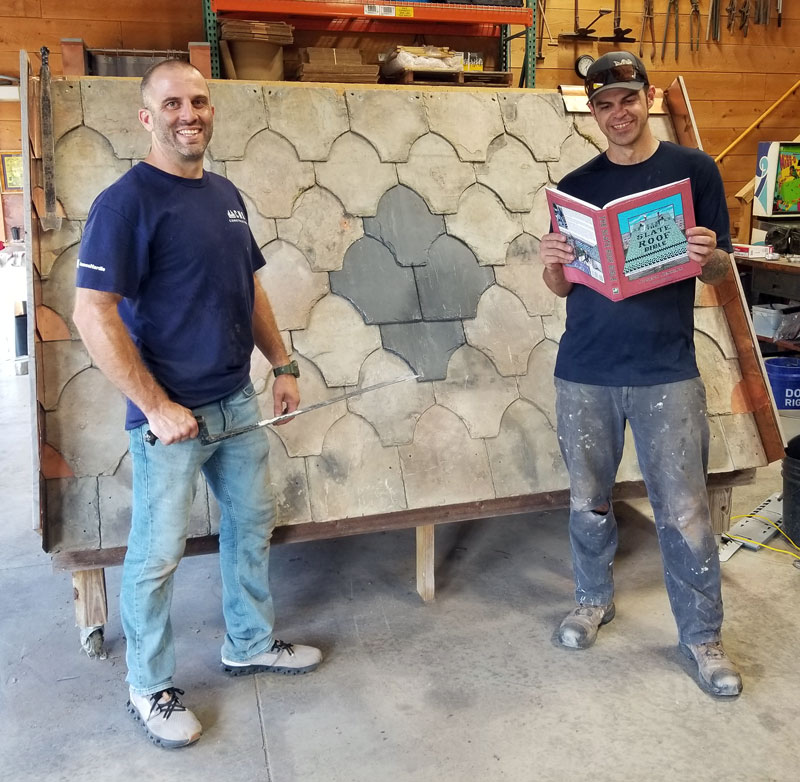 Chris Castellan and Mark DeMarines complete a Slate Roof Repair, Maintenance,and Restoration class at the Slate Roof Training Center on August 15, 2025. CHris Castellan and Mark DeMarines complete a Slate Roof Repair, Maintenance,and Restoration class at the Slate Roof Training Center on August 15, 2025.